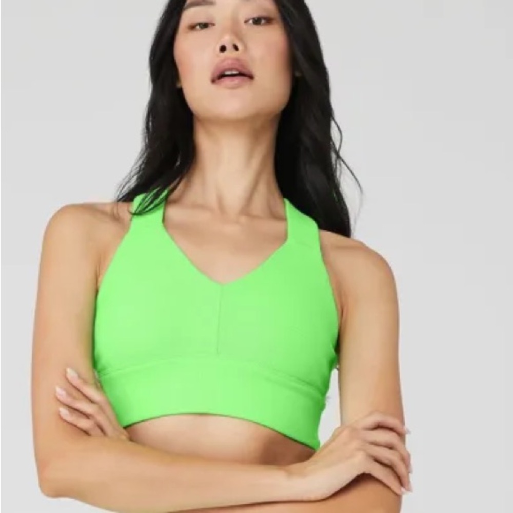 NWOT - Alo Yoga Emulate Ribbed Bra in Green Glow size Small